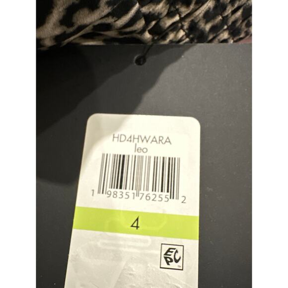 HALSTON Smock-Neck Long-Sleeve Belted Chiffon Dress Leopard Print Size 4 - Picture 5 of 8